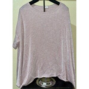 TALULAH Ribbed Knit Tunic Top Short Kimono Sleeve Stretch Pink Size Medium
